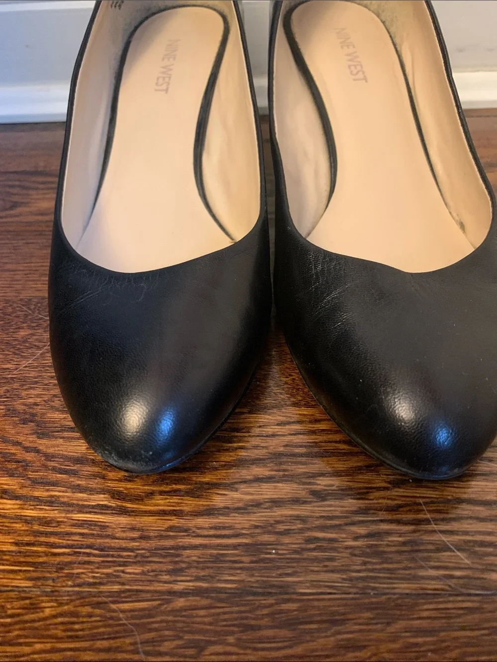Nine West Black Leather Wedge Pumps